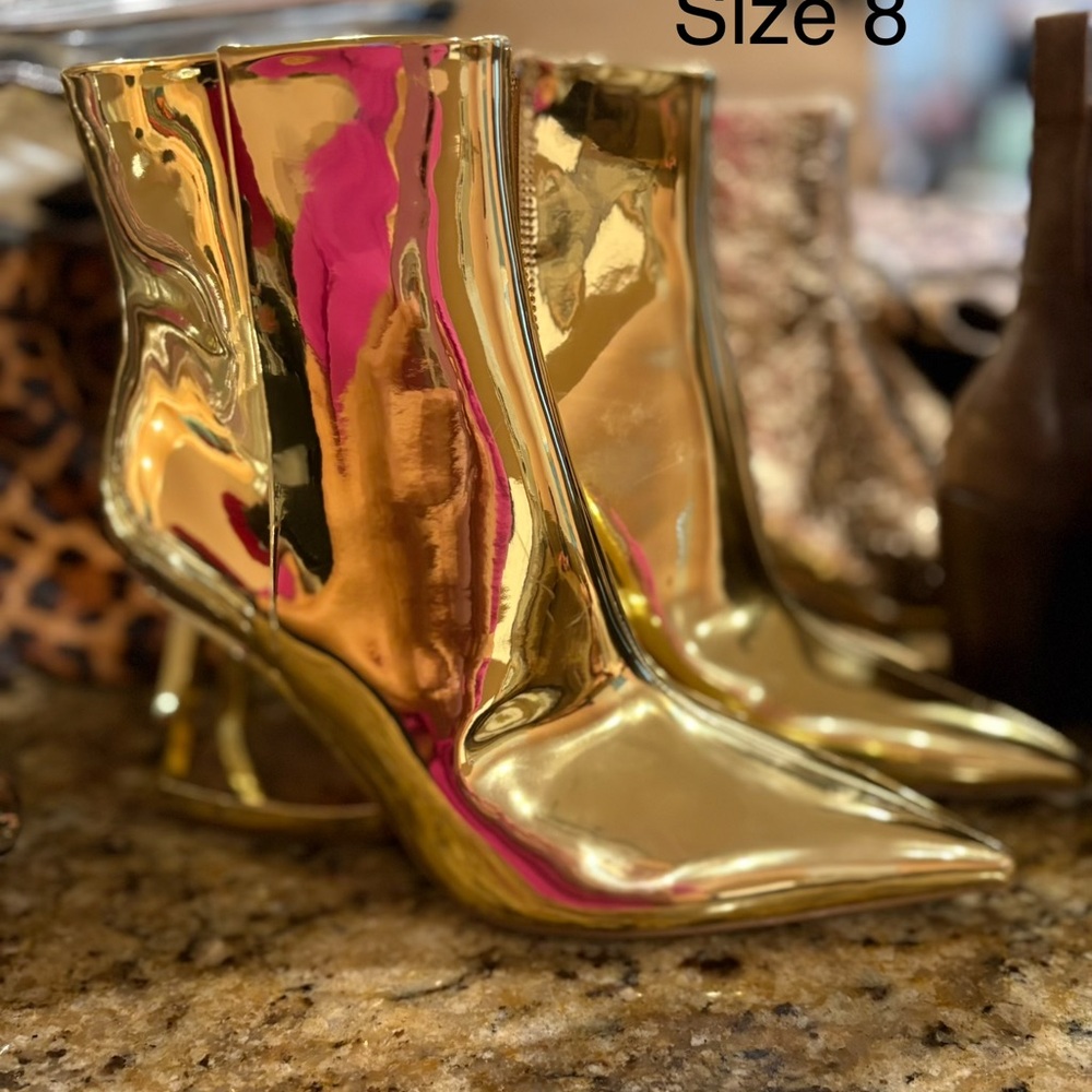 Gianni Bini Metallic Gold Heeled Boots